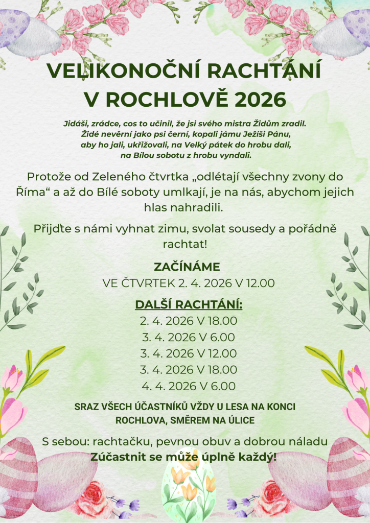 Velikonoční rachtání v&nbsp;Rochlově 2026